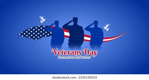 Vector illustration of United States Veterans Day social media template