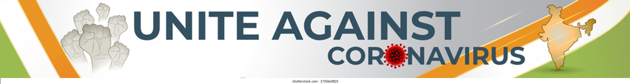 VECTOR ILLUSTRATION FOR UNITY AND FIGHT AGAINST WITH DEADLY CORONA VIRUS, ILLUSTRATION IS SHOWING GOLDEN INDIAN MAP AND UNITY HAND  ON BACKGROUND OF INDIAN FLAG COLORS AND UNITE HANDS 