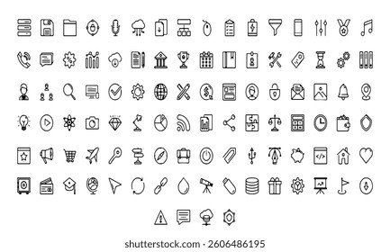Vector illustration of universal icons line art. Suitable for presentation, web icon, business purposes, education, etc