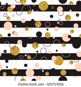 Vector illustration of Universal Modern Stylish seamless Template with Golden Geometric Glitter Dots, Line. Creative Wedding, Anniversary, Birthday, Valentines Day, Party Invitations background