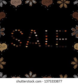 Vector illustration. Universal trend with bright bold brown, beige and black elements composition. Design elements for Magazine, leaflet, billboard, sale. Seamless pattern.