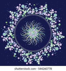 vector illustration of universe aether spiritual element for cosmic matters and material philosophy concepts in circle shape design 