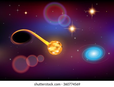 Vector  illustration of universe with galaxy,black hole,quasar,stars