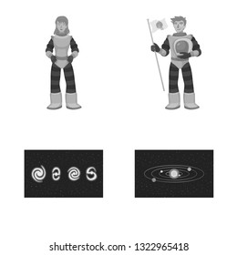 Vector illustration of universe and travels  sign. Collection of universe and cosmic  stock symbol for web.