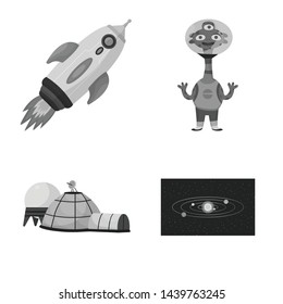 Vector illustration of universe and travels symbol. Set of universe and cosmic stock vector illustration.