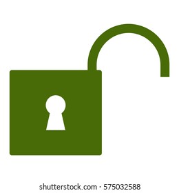 Vector Illustration of Unlock in Green Icon

