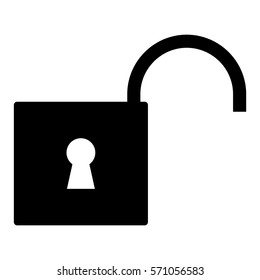 Ilustración vectorial del icono de desbloqueo en negro
