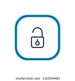 Vector illustration of unlock icon line. Beautiful bureau element also can be used as padlock icon element.