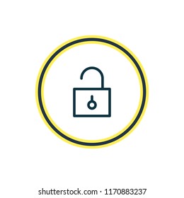 Vector illustration of unlock icon line. Beautiful annex element also can be used as padlock icon element.