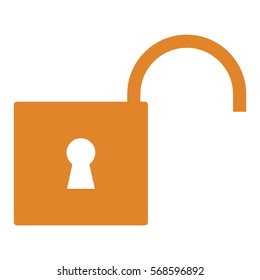 Ilustración vectorial del icono de desbloqueo en naranja
