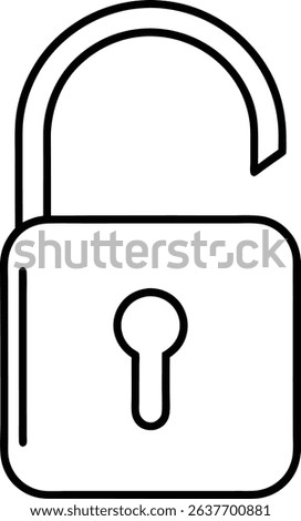 Vector Illustration of Unlock Line Art Clear and Clean for Open System Freedom