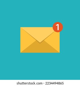 Vector illustration of unread letter icon. New letter. One unread email.