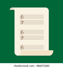 Vector illustration of an unrolled note paper