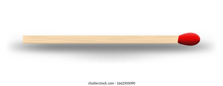Vector illustration unused match stick isolated on white background. Unlit matchstick. EPS10