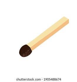 Vector illustration unused match stick isolated on white background. Unlit matchstick. Match icon. Vector illustration on white background. For cards, posters, decor, t shirt design, logo. 