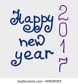 Vector illustration. The unusual design of the text of the greetings for the New Year.