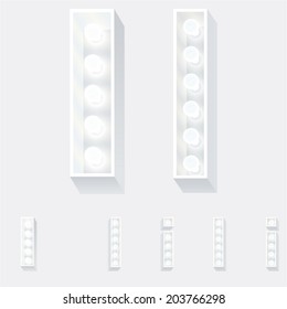 Vector illustration of unusual white lamp alphabet for light board. Letter i