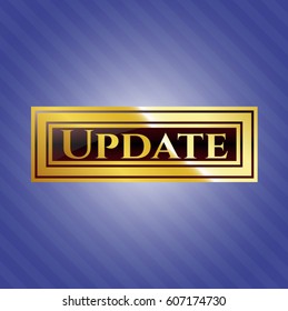 Vector illustration of Update gold shiny emblem
