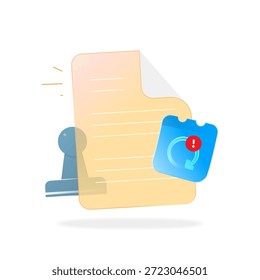 Vector illustration of updated terms and conditions agreement with document paper, approval stamp, and calendar date. Concept of policy update, legal notice, user consent, effective date, compliance