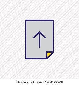 Vector illustration of upload icon colored line. Beautiful file element also can be used as sending icon element.