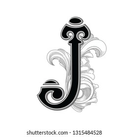 Vector Illustration Uppercase Ancient J Letter Stock Vector (Royalty ...