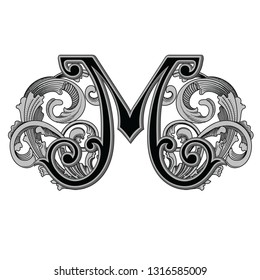 Vector Illustration Uppercase Ancient Letter M Stock Vector (Royalty ...