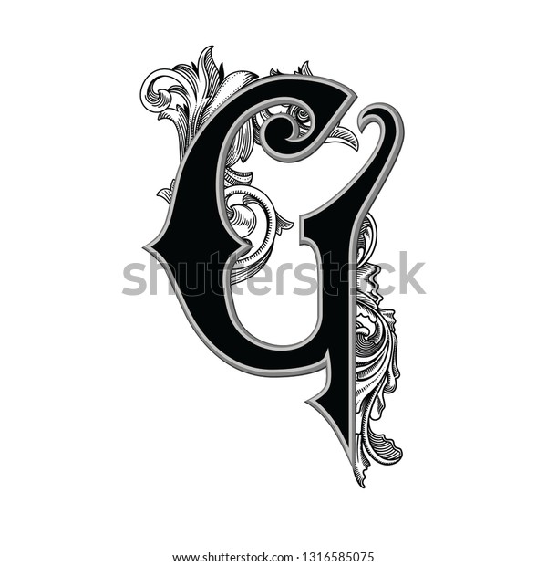 Vector Illustration Uppercase Ancient Letter G Stock Vector (royalty 