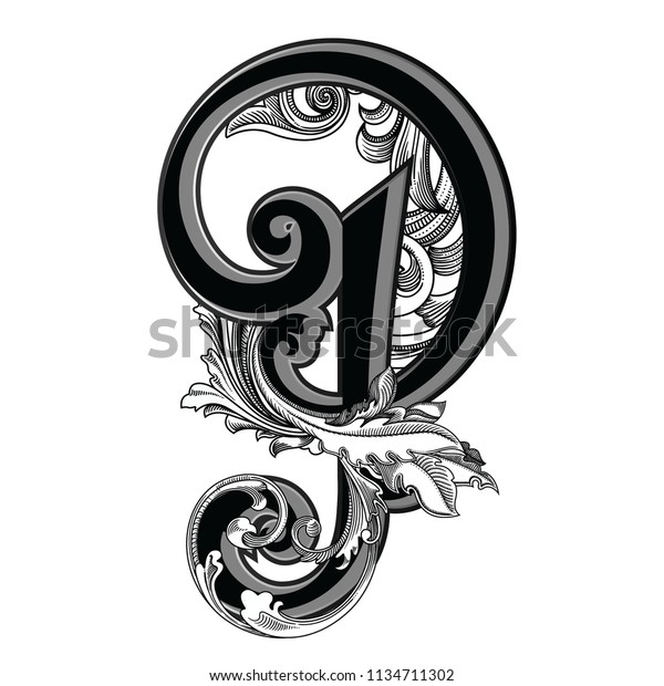 Vector Illustration Uppercase Letter Decorations Isolated Stock Vector ...