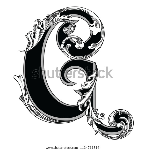 Vector Illustration Uppercase Letter Decorations Isolated Stock Vector ...