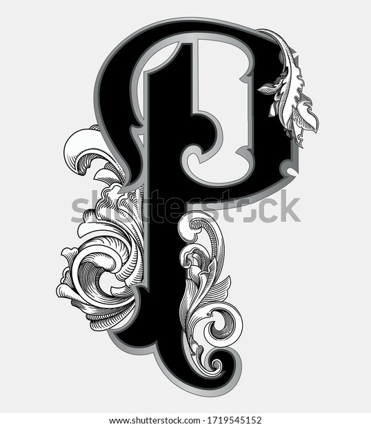 Vector Illustration Uppercase Letter Decorations Isolated Stock Vector Royalty Free