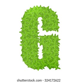 Vector illustration of uppercase letter G consisting of green leaves