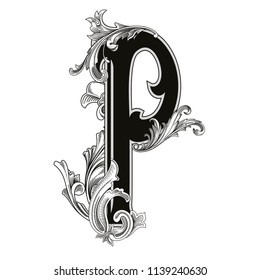 Vector Illustration Uppercase Letter P Decorations Stock Vector ...