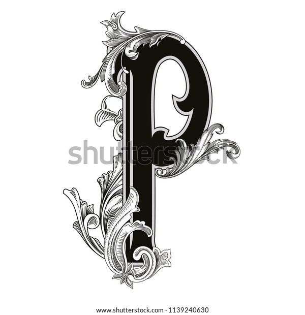 Vector Illustration Uppercase Letter P Decorations Stock Vector ...