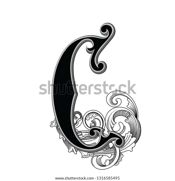 Vector Illustration Uppercase Old C Letter Stock Vector (Royalty Free ...