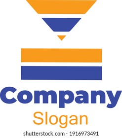 Vector illustration of upside down triangle and two square logo template