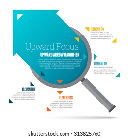 Vector Illustration Of Upward Arrow Magnifier Infographic Design Element.