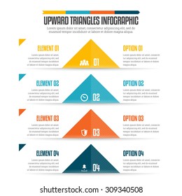 Vector illustration of upward triangles infographic design element.