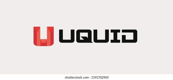 Ilustración vectorial de la moneda de Uquid. Logo de token UQC de criptodivisa aislado en fondo blanco. 