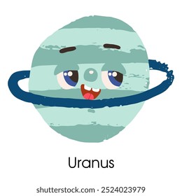 Ilustração vetorial do urano com uma face sobre um fundo branco