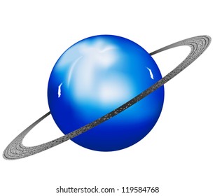 Vector illustration Uranus planet on a white background