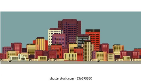 vector illustration urban background view of city streets in flat style