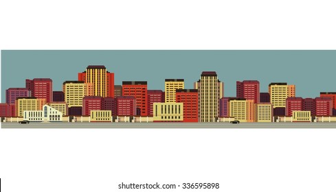 vector illustration urban background view of city streets in flat style