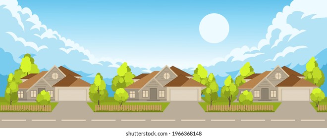 Vector illustration of Urban houses along the street