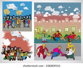 Vector illustration with urban landscape