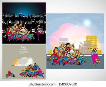 Vector illustration with urban landscape