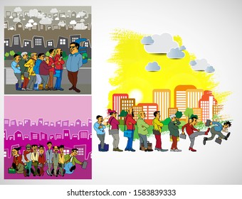 Ilustração vetorial com paisagem urbana