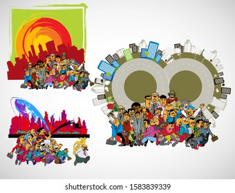 Vector illustration with urban landscape