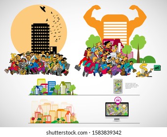 Vector illustration with urban landscape