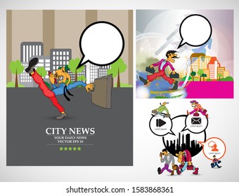 Vector illustration with urban landscape