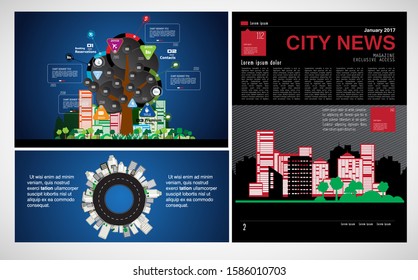 Vector illustration with urban landscape
